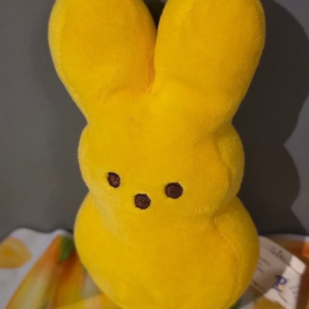 Peeps Yellow Bunny Plush Stuffed Animal Easter Candy Character Toy